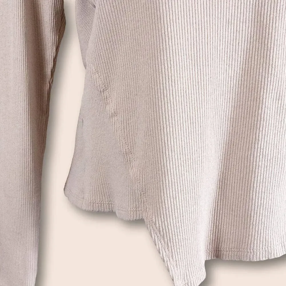 Grey State Ribbed Pullover Beige Sweater 3 - Picture 4 of 6